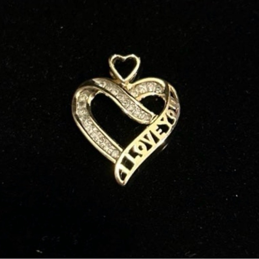 Zales Gold Heart Pendant with Crystals